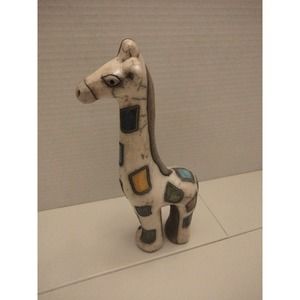 Fenix Rku Pottery Patchwork Giraffe Figurine Handmade S Africa 5" Tall